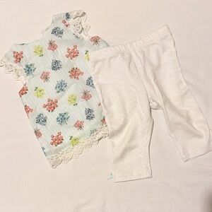 Little Me Floral Top and White Pants Set